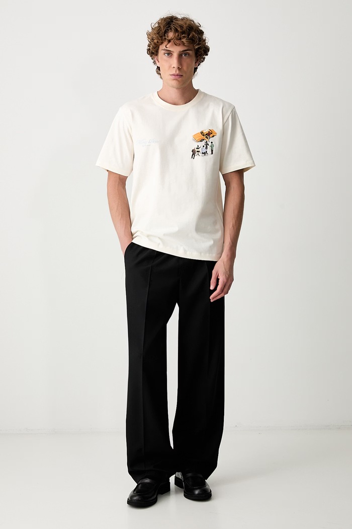 Filling Pieces T-shirt bawełniany męski 422620500360 beżowy AW26