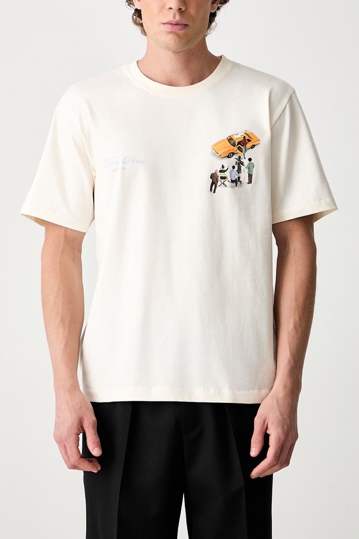 Filling Pieces T-shirt bawełniany męski 422620500360 beżowy