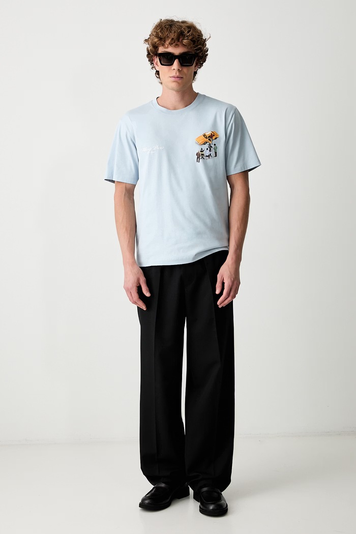 Filling Pieces T-shirt bawełniany męski 422620500360 niebieski AW26