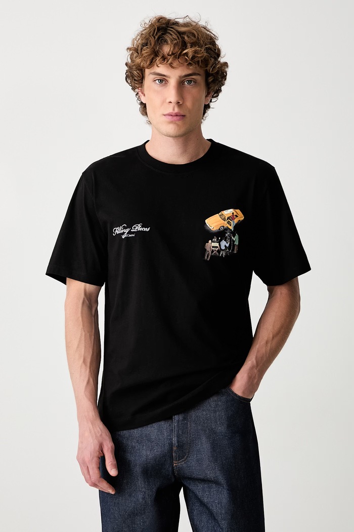 Odzież Filling Pieces T-shirt bawełniany męski 422620500360 czarny