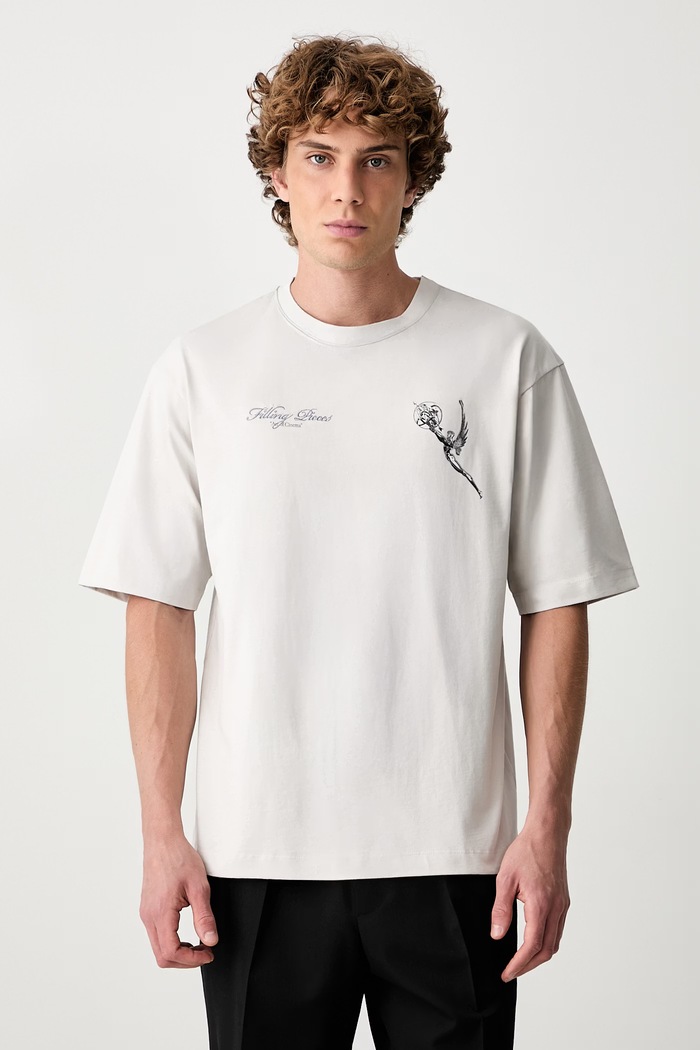 Odzież Filling Pieces T-shirt bawełniany męski 422620501389 szary