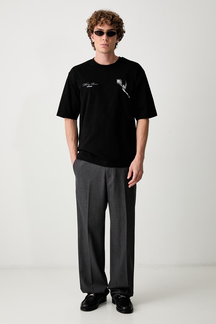 Filling Pieces T-shirt bawełniany męski 422620501389 czarny AW26