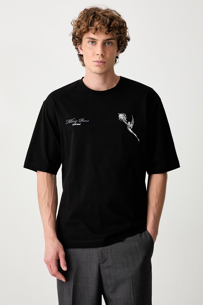 Odzież Filling Pieces T-shirt bawełniany męski 422620501389 czarny