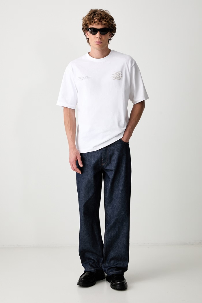 Filling Pieces T-shirt bawełniany męski 422620501387 biały AW26