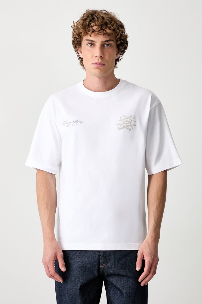 Odzież Filling Pieces T-shirt bawełniany męski 422620501387 biały