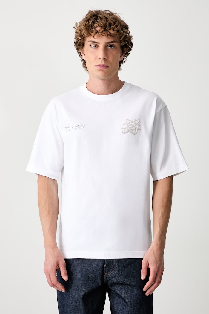 Odzież Filling Pieces T-shirt bawełniany męski 422620501387 biały