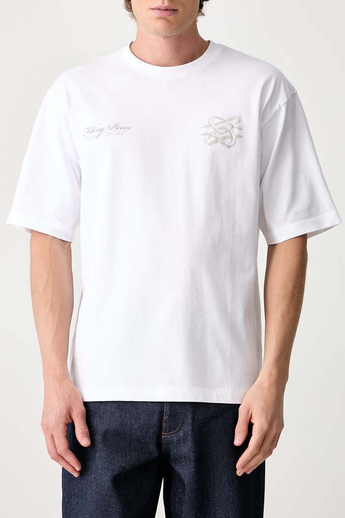 Filling Pieces T-shirt bawełniany męski 422620501387 biały