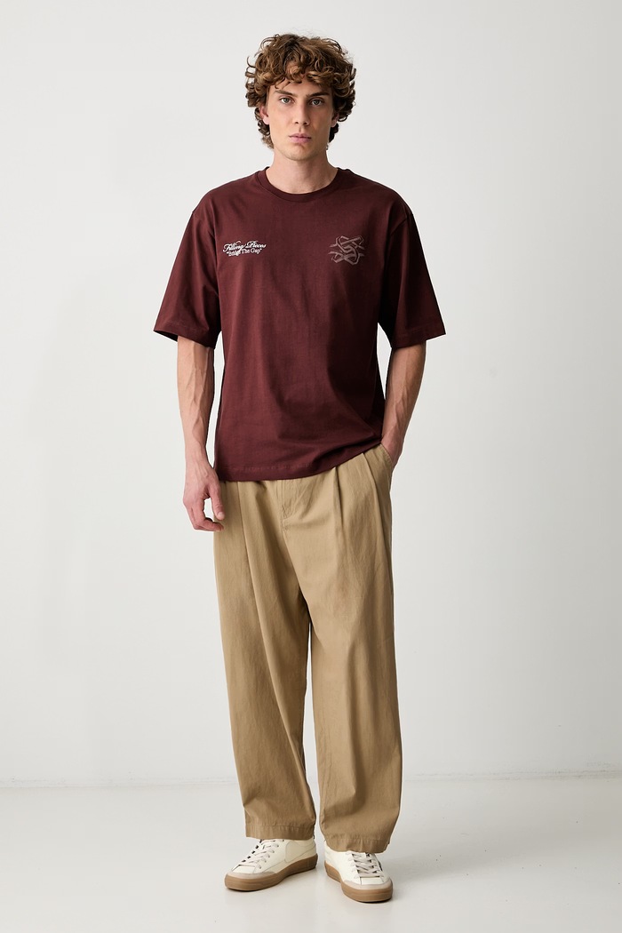 Filling Pieces T-shirt bawełniany męski 422620501387 brązowy AW26