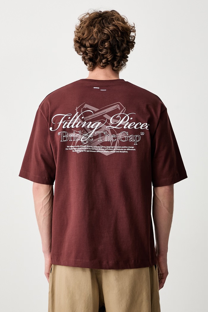 Odzież Filling Pieces T-shirt bawełniany męski 422620501387 brązowy