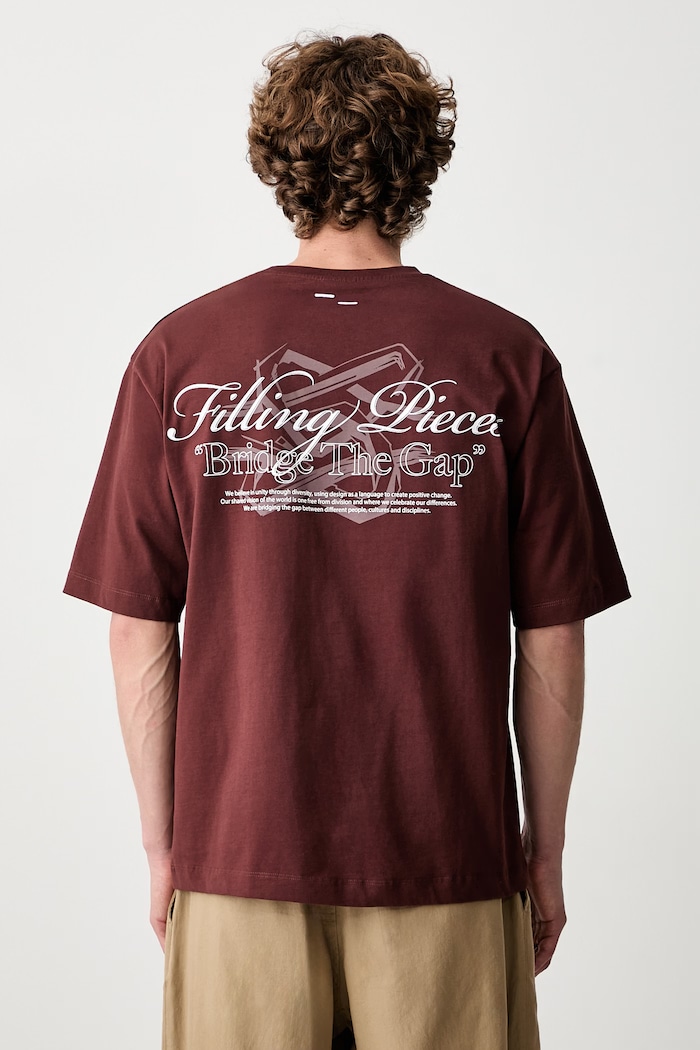 Odzież Filling Pieces T-shirt bawełniany męski 422620501387 brązowy