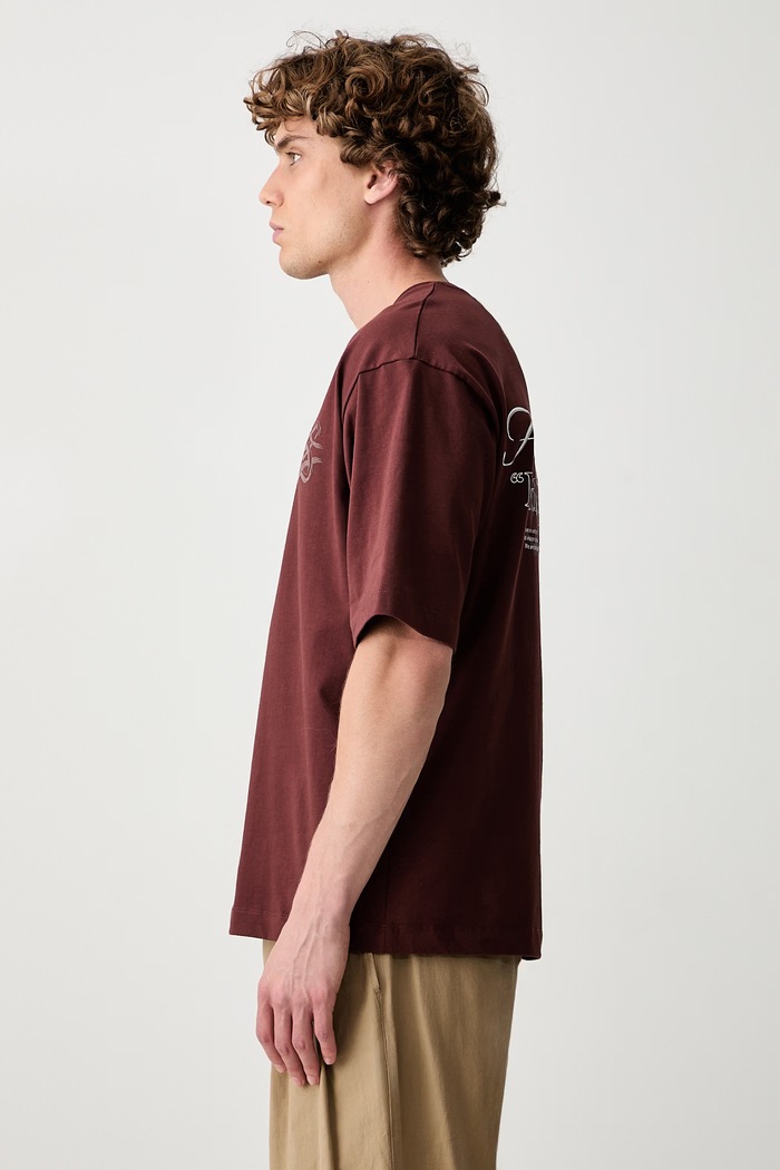 Filling Pieces T-shirt bawełniany męski brązowy 422620501387