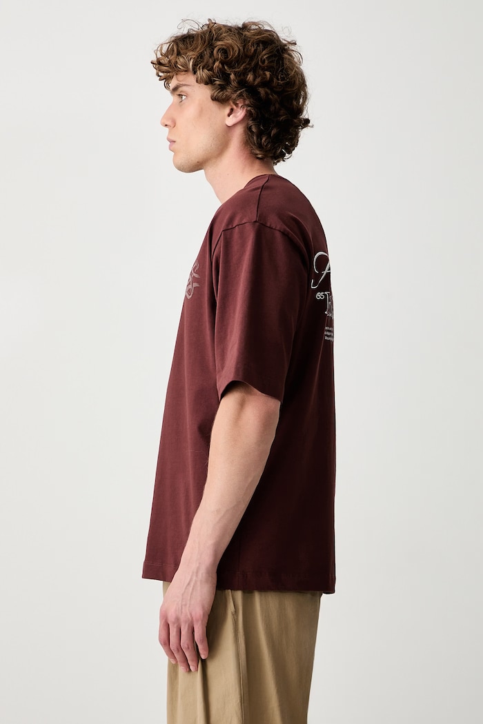 Filling Pieces T-shirt bawełniany męski brązowy 422620501387