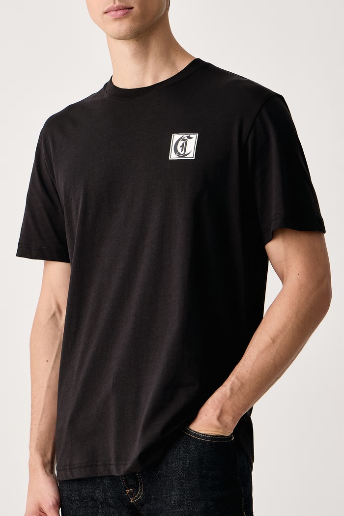 Odzież Just Cavalli T-shirt męski bawełniany 81OAHT20.CJ500 czarny