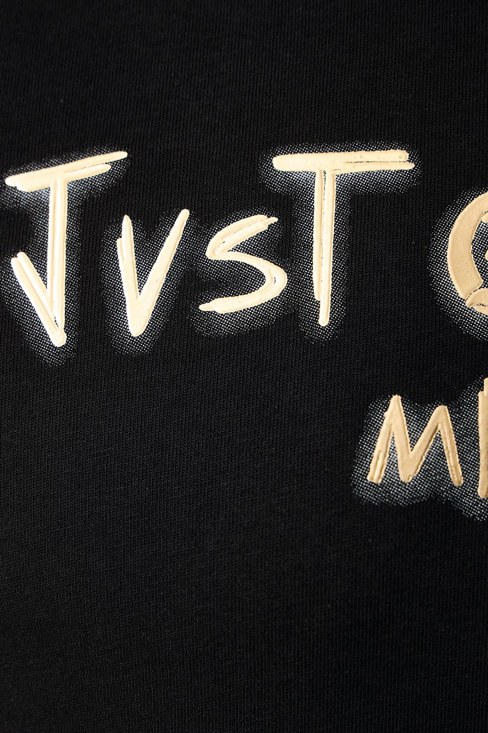 T-shirt męski bawełniany Just Cavalli czarny 81OAHF02.CJ800