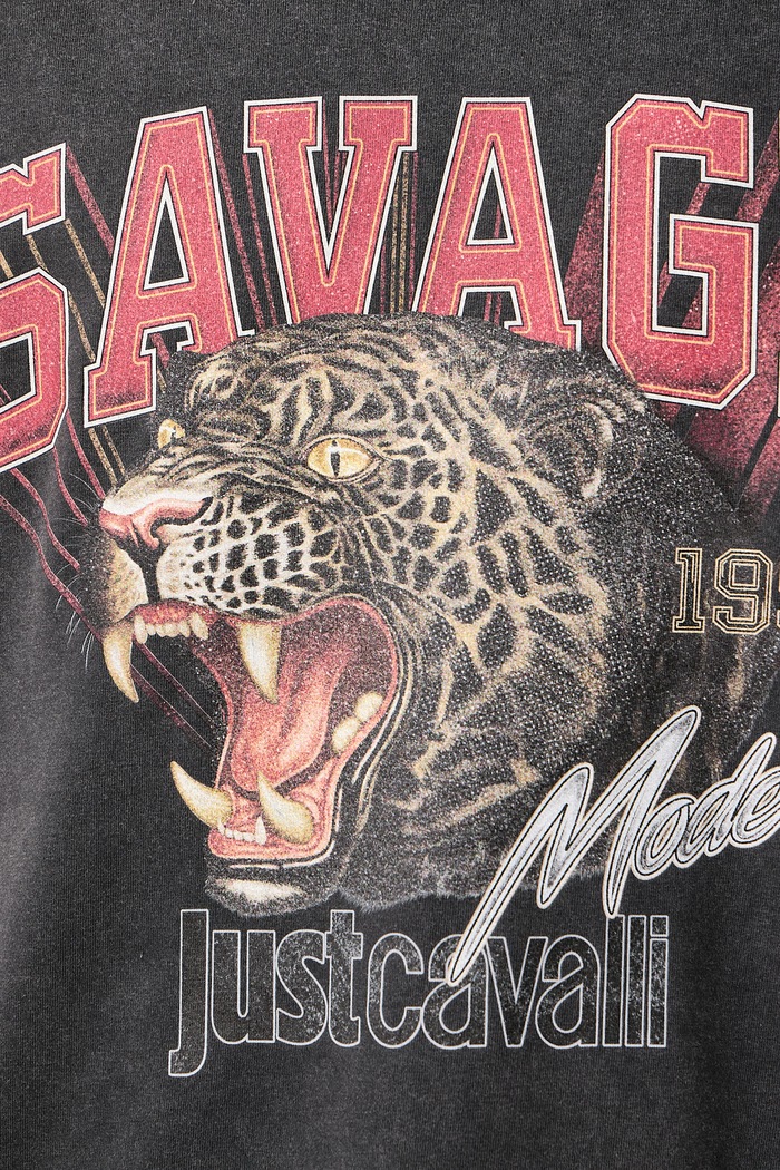 T-shirt męski bawełniany Just Cavalli 81OAHE15.CJW14 szary