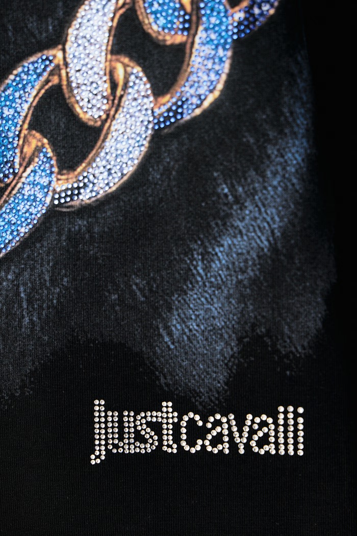 T-shirt męski bawełniany Just Cavalli 81OAHE10.CJ118 czarny