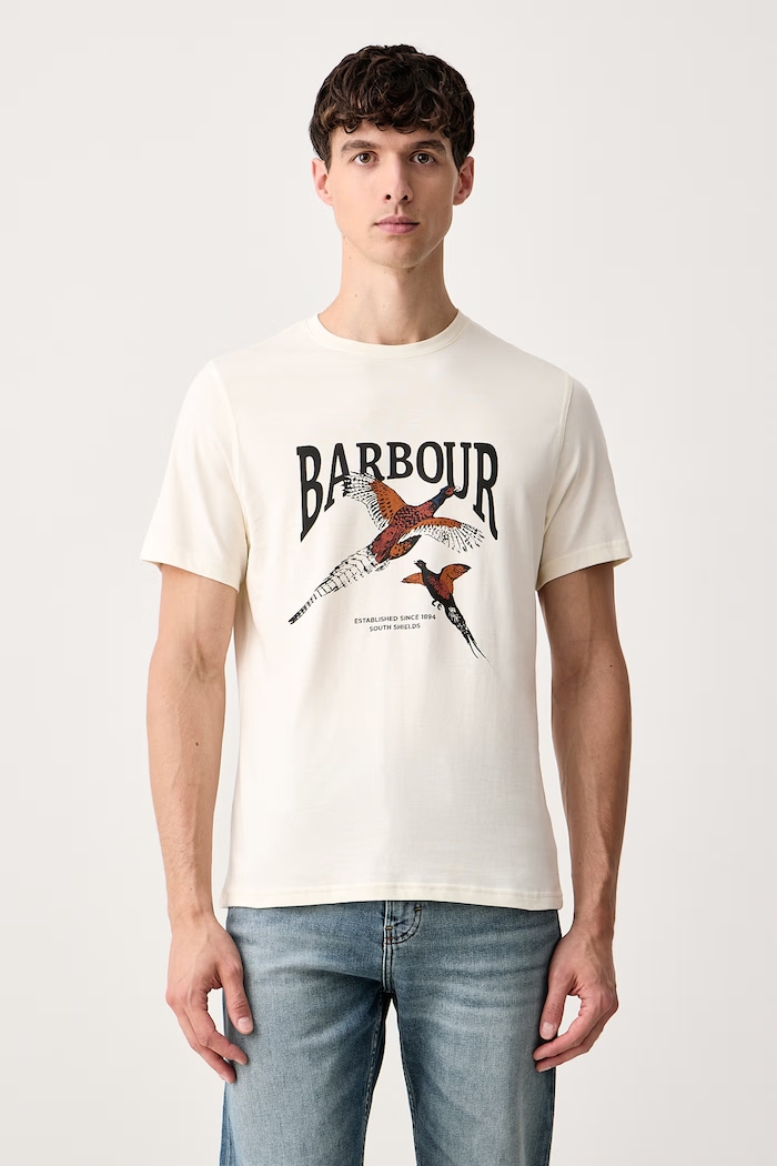 Barbour T-shirt męski bawełniany beżowy MTS1683