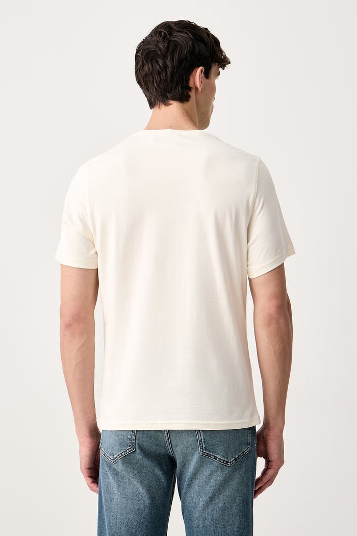 Barbour T-shirt męski bawełniany MTS1683 beżowy AW26