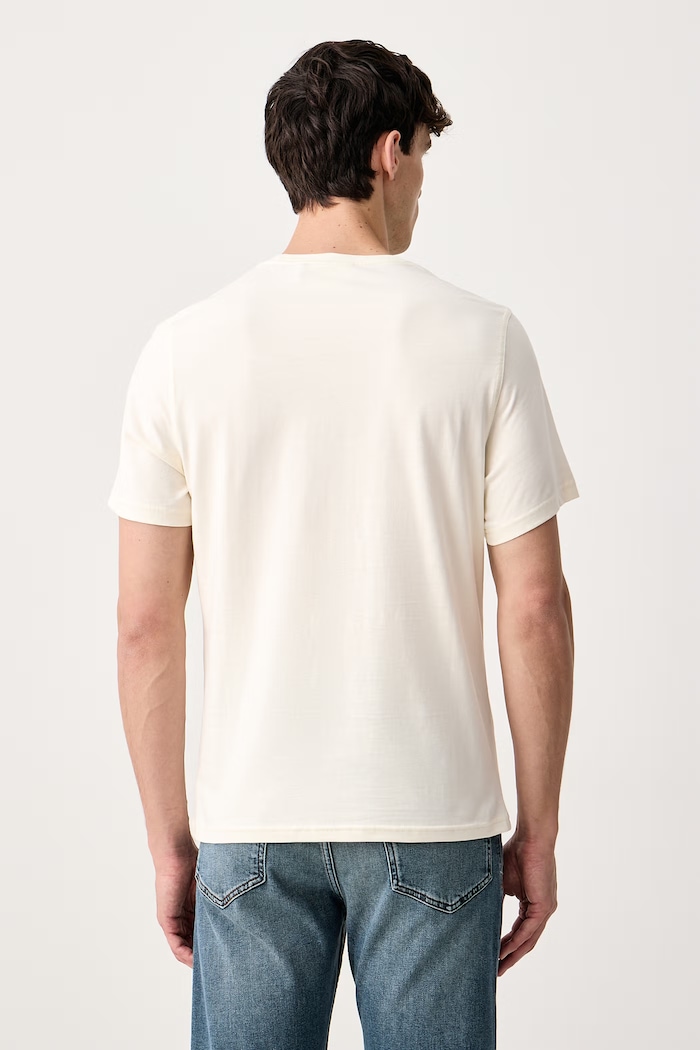 Barbour T-shirt męski bawełniany MTS1683 beżowy AW26
