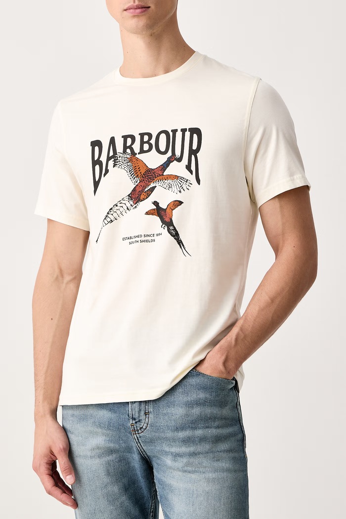 Odzież Barbour T-shirt męski bawełniany MTS1683 beżowy