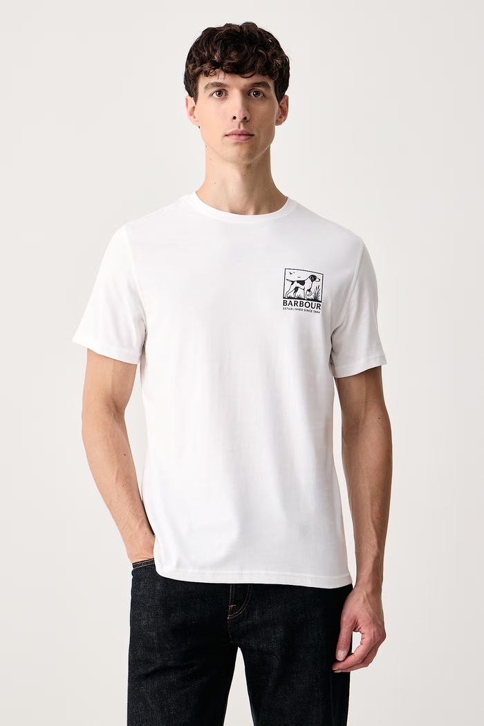 Barbour T-shirt męski bawełniany MTS1656 biały AW26