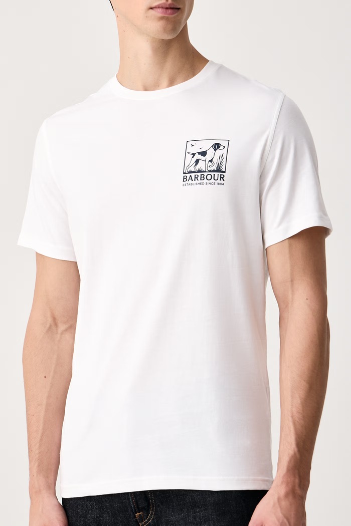 Odzież Barbour T-shirt męski bawełniany MTS1656 biały