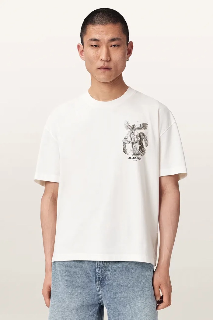 AllSaints T-shirt męski bawełniany SERAPH M034PF biały AW26