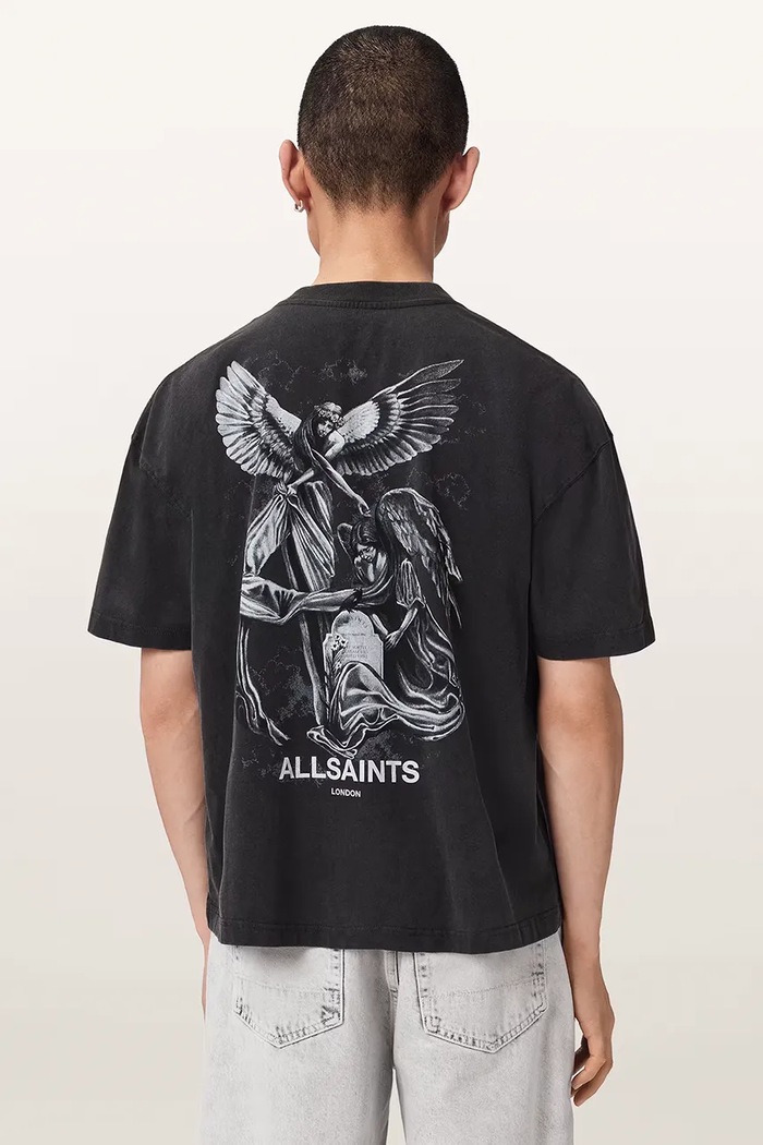 AllSaints T-shirt męski bawełniany SERAPH czarny M034PF