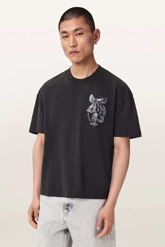 AllSaints T-shirt męski bawełniany SERAPH M034PF czarny AW26