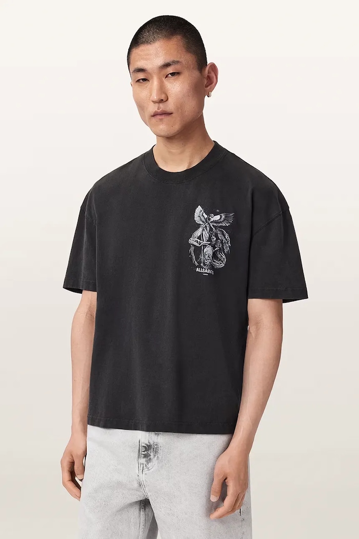 AllSaints T-shirt męski bawełniany SERAPH M034PF czarny AW26