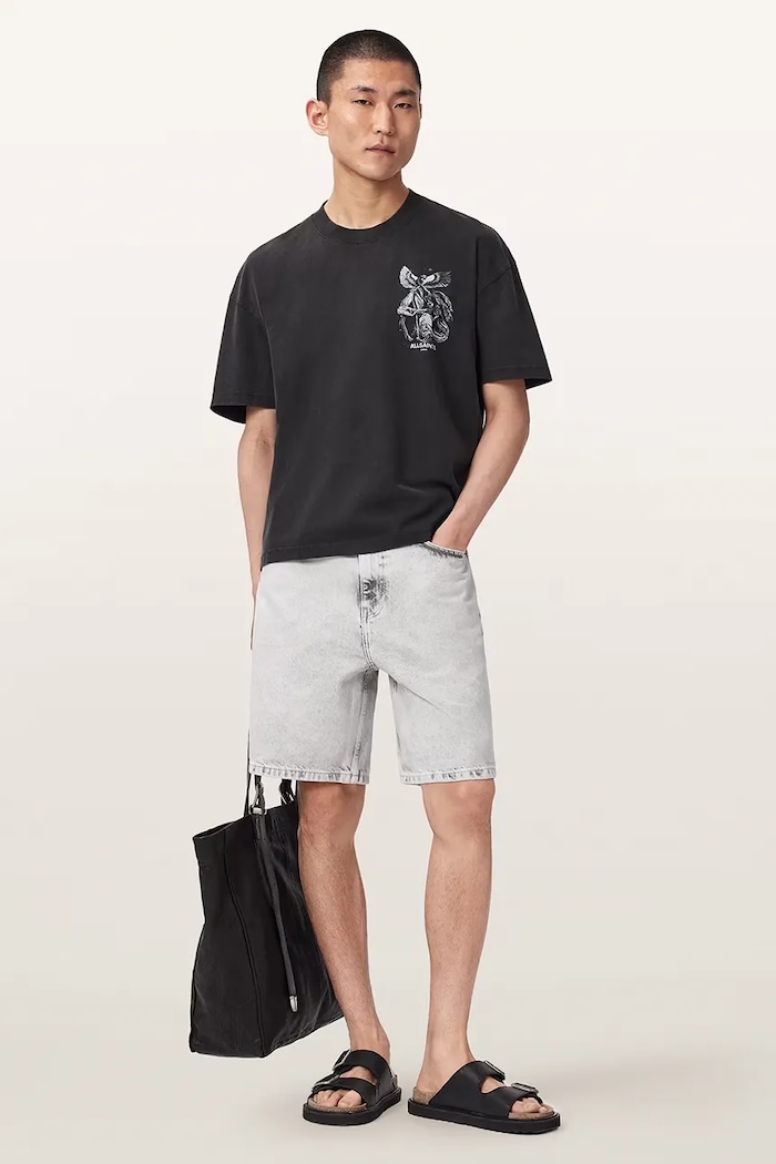 Odzież AllSaints T-shirt męski bawełniany SERAPH M034PF czarny