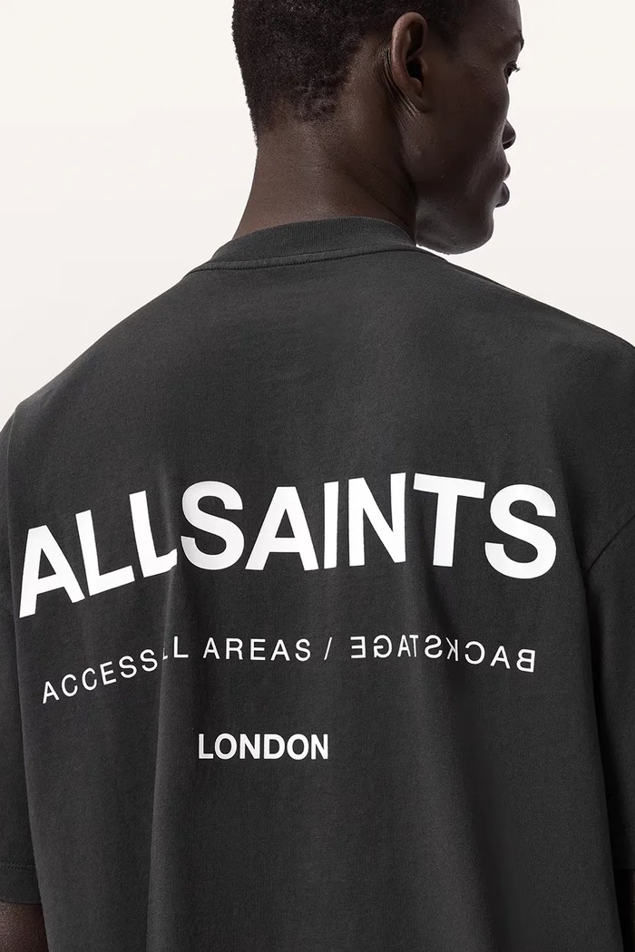 T-shirt oversize męski bawełniany BACKSTAGE SS CREW AllSaints szary M033PF
