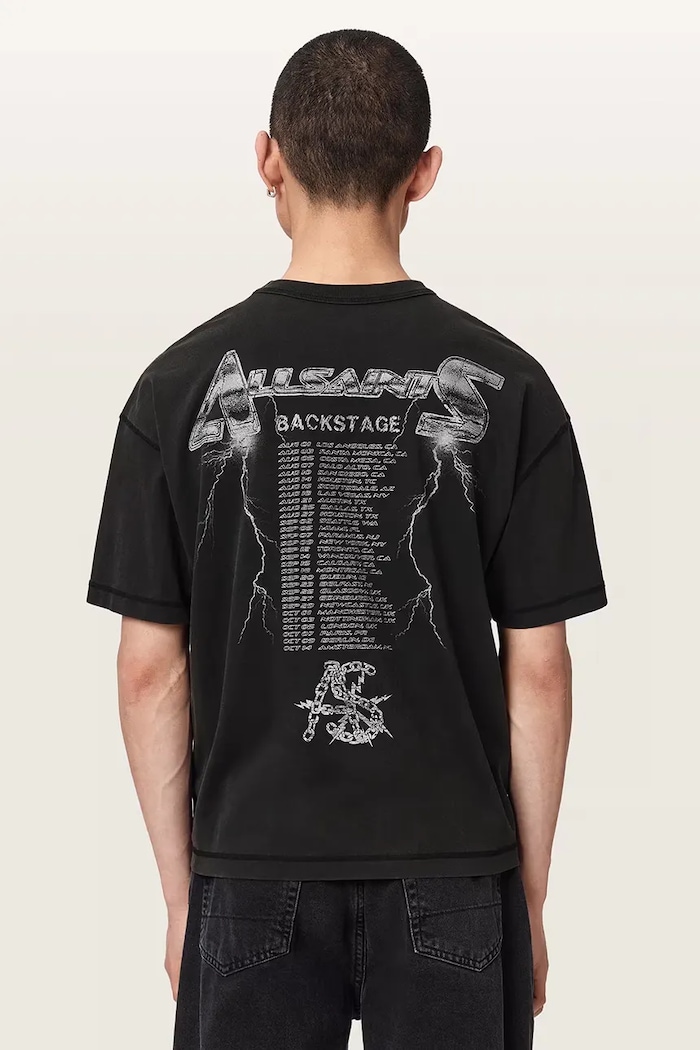 AllSaints T-shirt męski bawełniany IRON TIGER M016PF czarny AW26