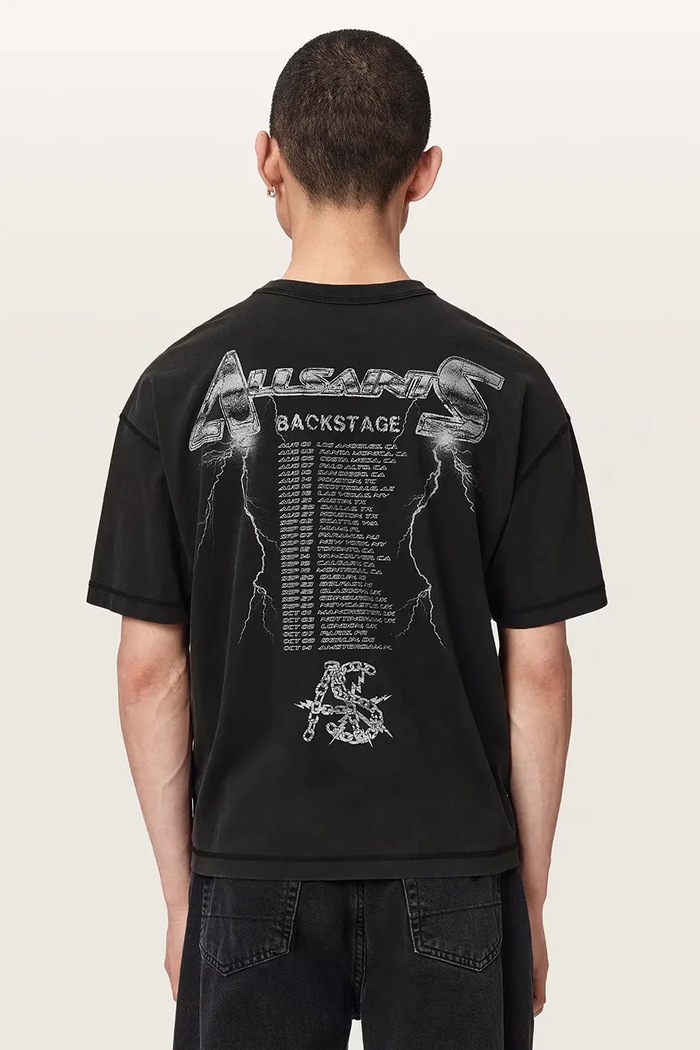 AllSaints T-shirt męski bawełniany IRON TIGER M016PF czarny AW26