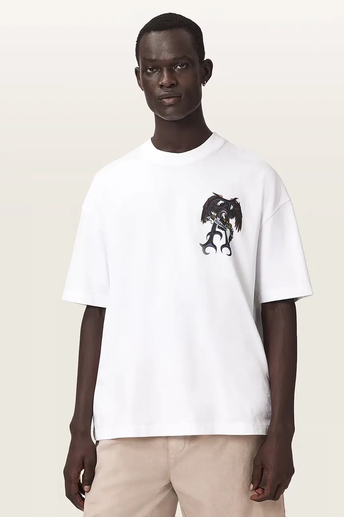 AllSaints T-shirt oversize męski bawełniany RAPTOUR M014PF biały AW26