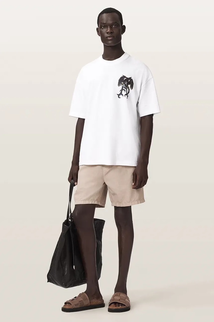 Odzież AllSaints T-shirt oversize męski bawełniany RAPTOUR M014PF biały