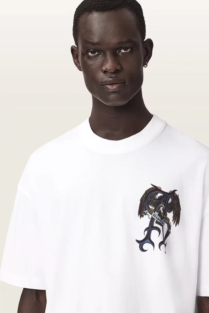 T-shirt oversize męski bawełniany RAPTOUR AllSaints M014PF biały