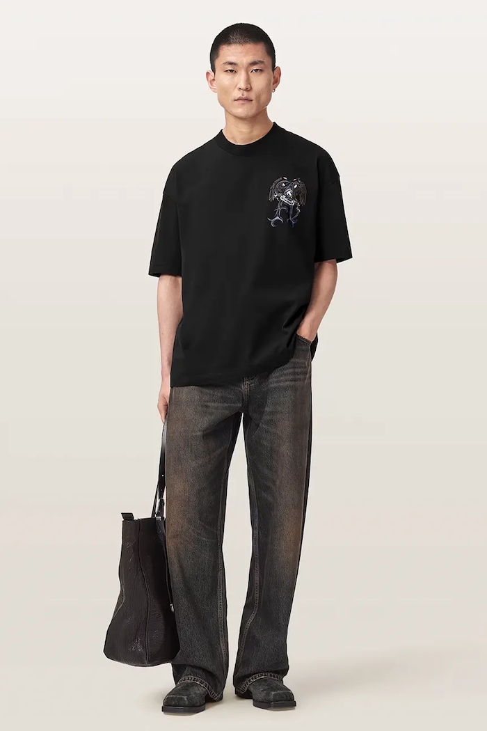 Odzież AllSaints T-shirt oversize męski bawełniany RAPTOUR M014PF czarny