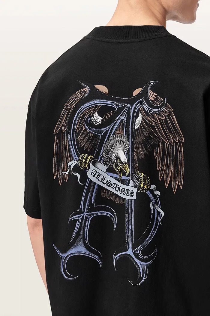 T-shirt oversize męski bawełniany RAPTOUR AllSaints czarny M014PF