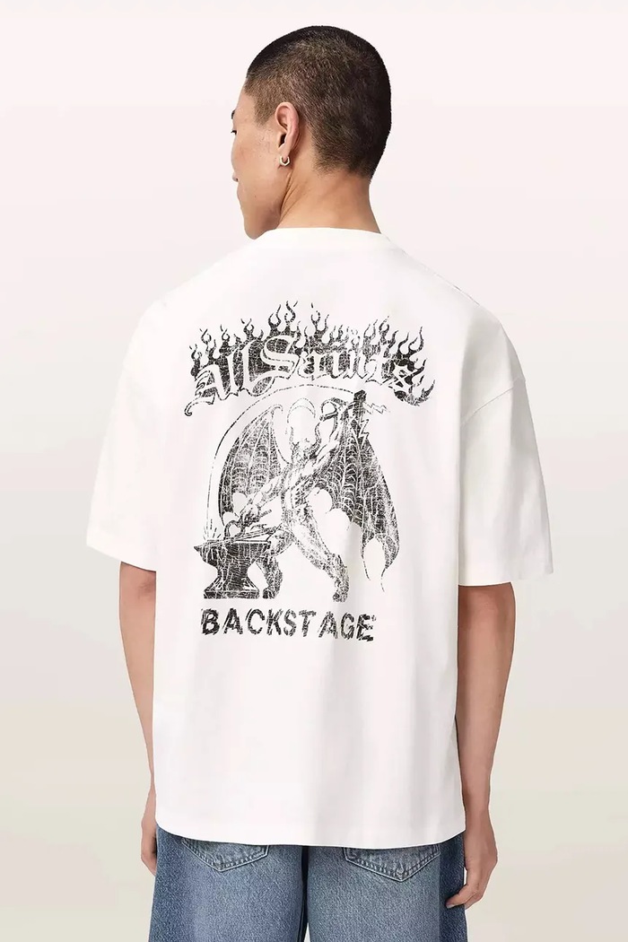 AllSaints T-shirt oversize męski bawełniany REPEAT biały M011PF