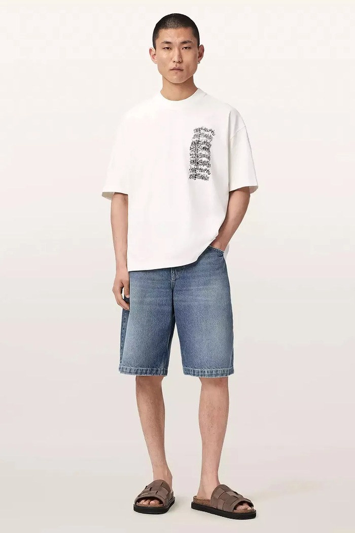 Odzież AllSaints T-shirt oversize męski bawełniany REPEAT M011PF biały