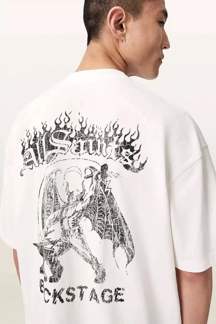 T-shirt oversize męski bawełniany REPEAT AllSaints biały M011PF