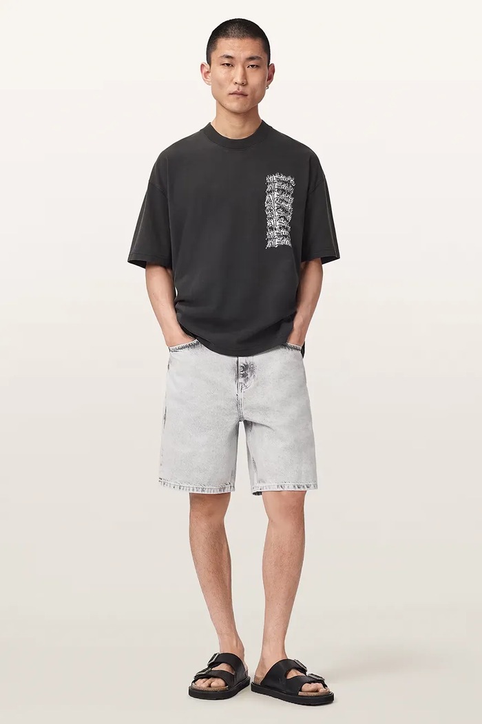 Odzież AllSaints T-shirt oversize męski bawełniany REPEAT M011PF czarny