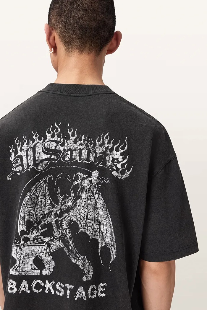 T-shirt oversize męski bawełniany REPEAT AllSaints czarny M011PF