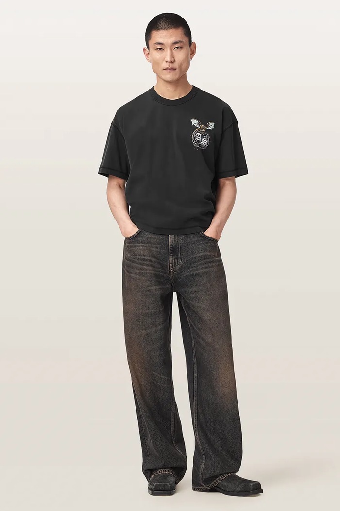 Odzież AllSaints T-shirt męski bawełniany WYVERN M007PF czarny