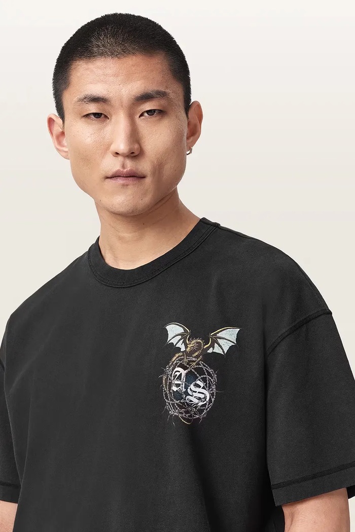 T-shirt męski bawełniany WYVERN AllSaints M007PF czarny
