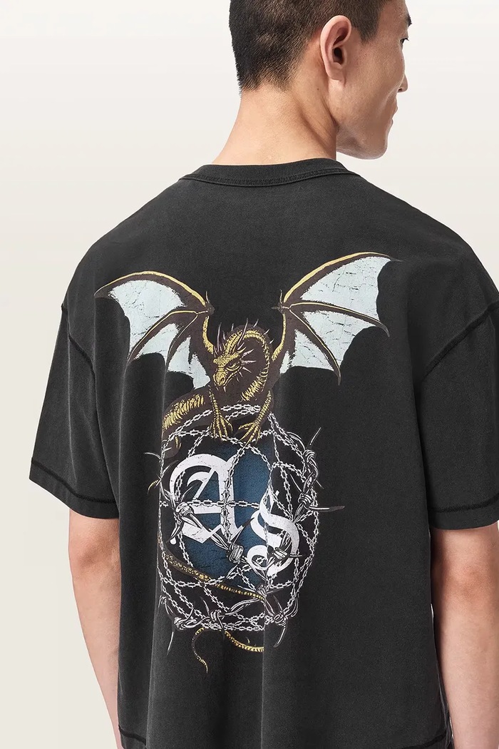 T-shirt męski bawełniany WYVERN AllSaints czarny M007PF