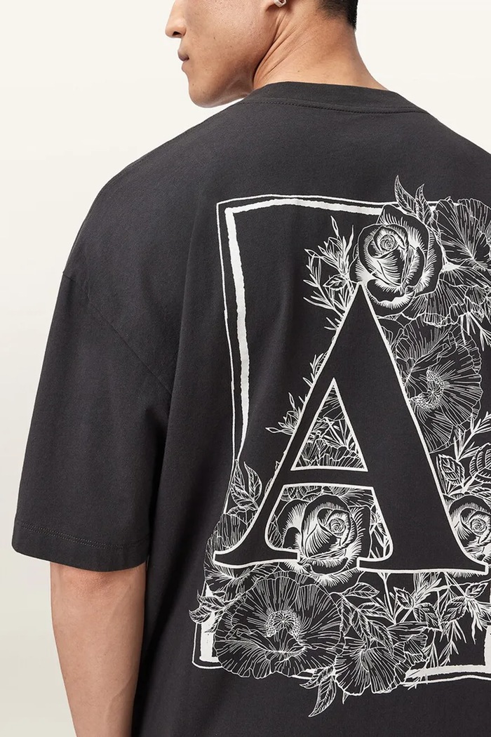 Oversize tričko pánske bavlnené ANTHOS AllSaints čierna M006PF