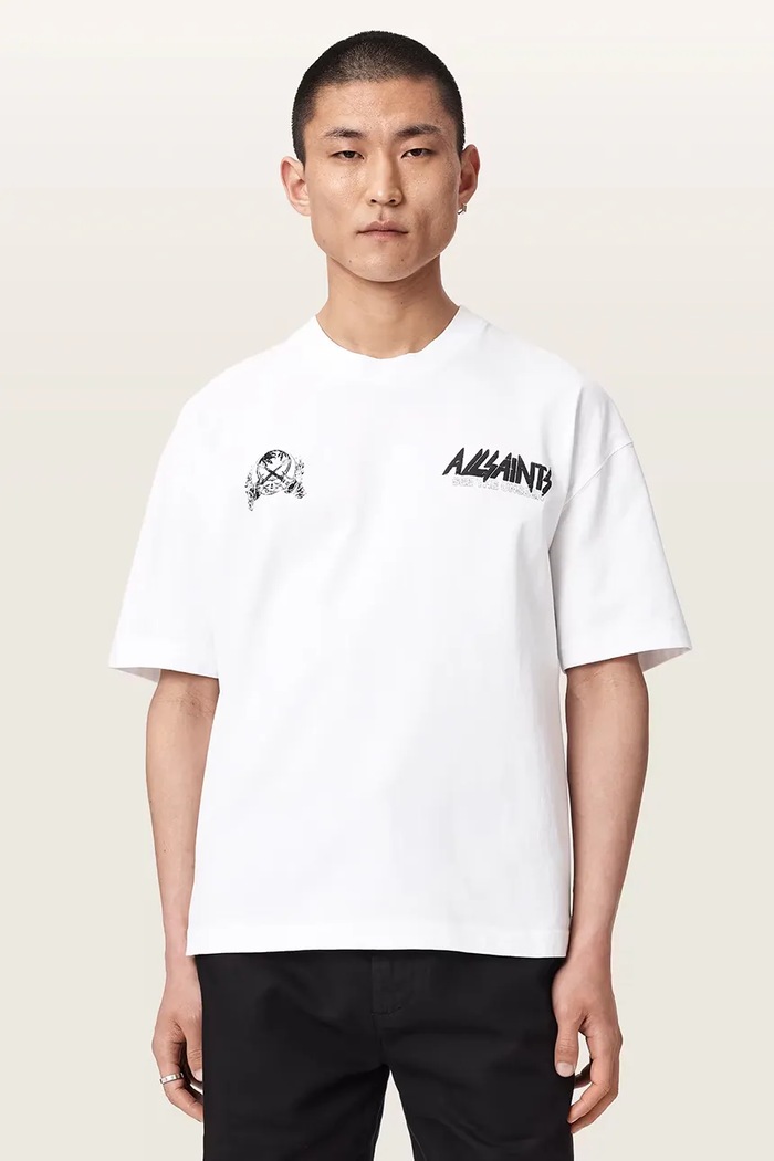 AllSaints T-shirt męski bawełniany CHROMIUM M001PF biały AW26