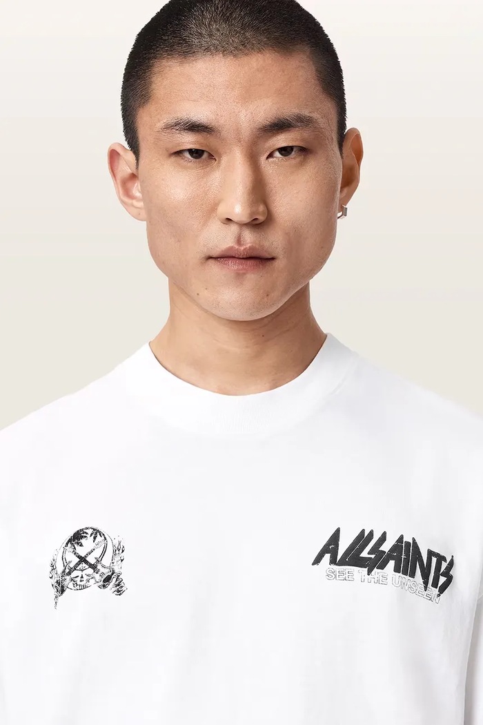 AllSaints T-shirt męski bawełniany CHROMIUM biały M001PF